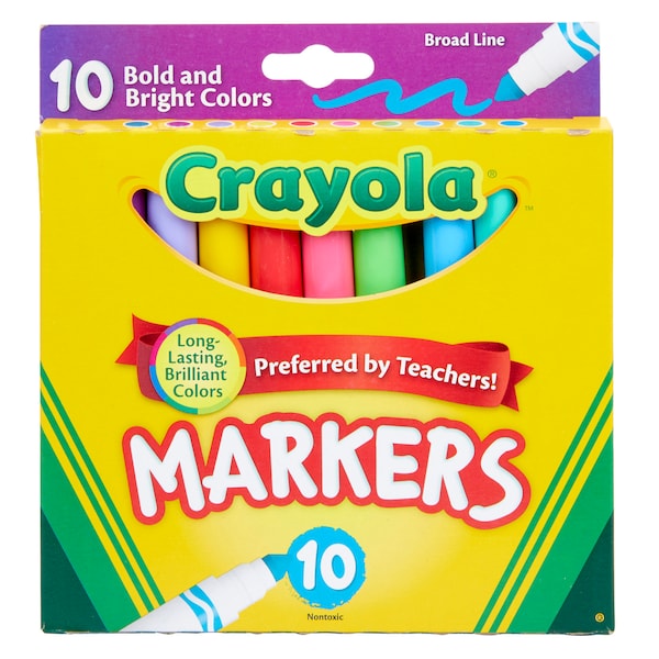 Broad Line Markers, Bold + Bright Colors, 10 Count, PK6